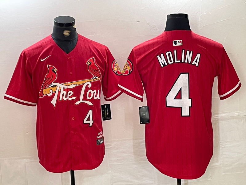 Men's St. Louis Cardinals Yadier Molina #4 Red 2024 City Connect Limited Jersey